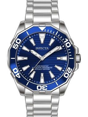 Invicta Men’s The Diver Meridian Watch Stainless Steel Blue Dial and Blue Bezel